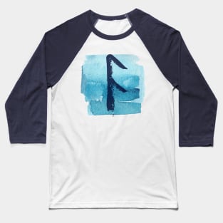 Rune Uruz On Cyan Blue Watercolor (Runes and Watercolors) Baseball T-Shirt